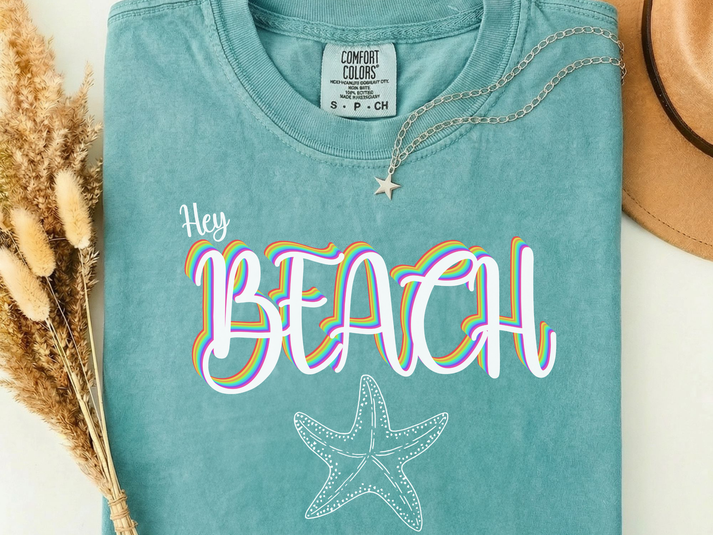 Hey Beach Shirt: Rainbow Summer Starfish Tee