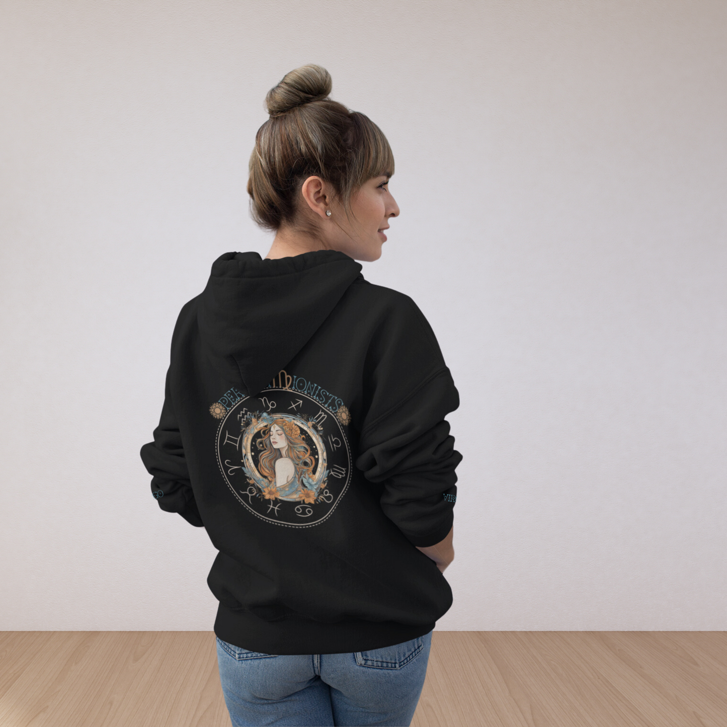 Virgo Zodiac Hoodie Back And Sleeves Design - Cozy and Warm Cotton