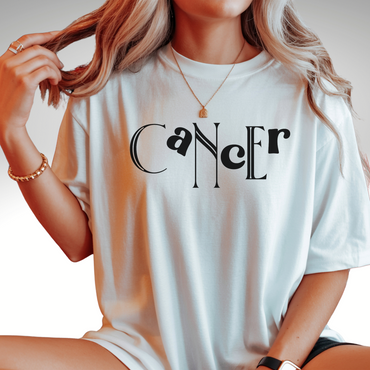 Duality Cancer T‑Shirt – Bold Zodiac Wordmark Tee