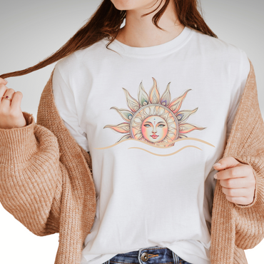 Celestial Sun T-Shirt – Pastel Boho Sun Face Tee