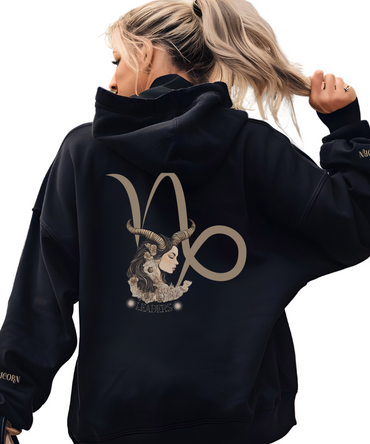 Capricorn Leaders Zodiac Hoodie Back And Sleeves Design - Cozy and Warm Cotton