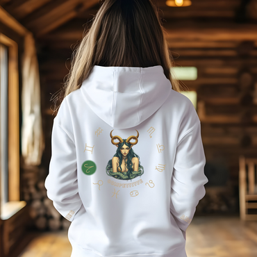 Aries Zodiac Hoodie Back And Sleeves Design - Cozy and Warm Cotton