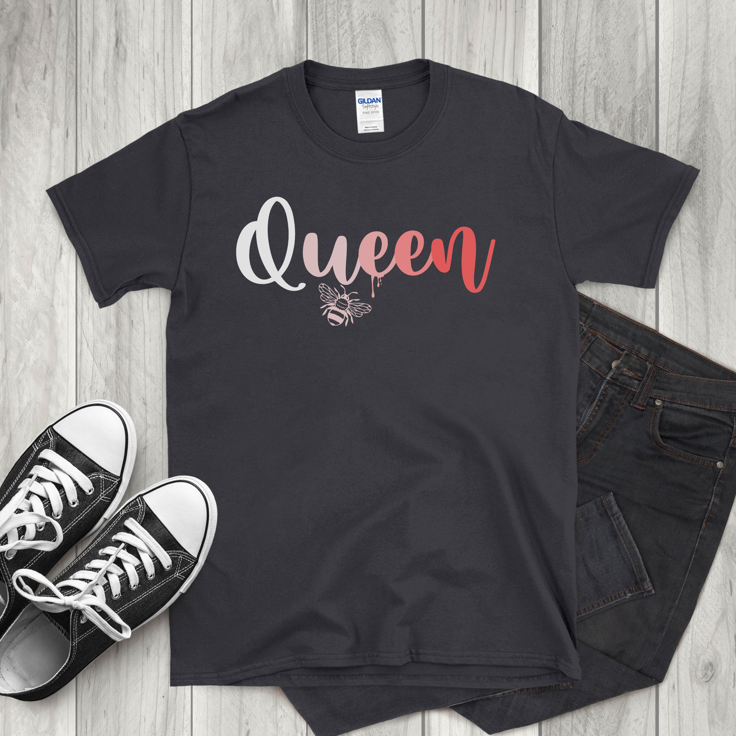 Queen Bee Gradient Letter T-Shirt – Empowered & Bold