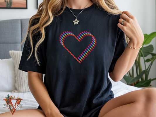 Rainbow Heart Graphic T-Shirt: Minimalist Pride Cotton Tee