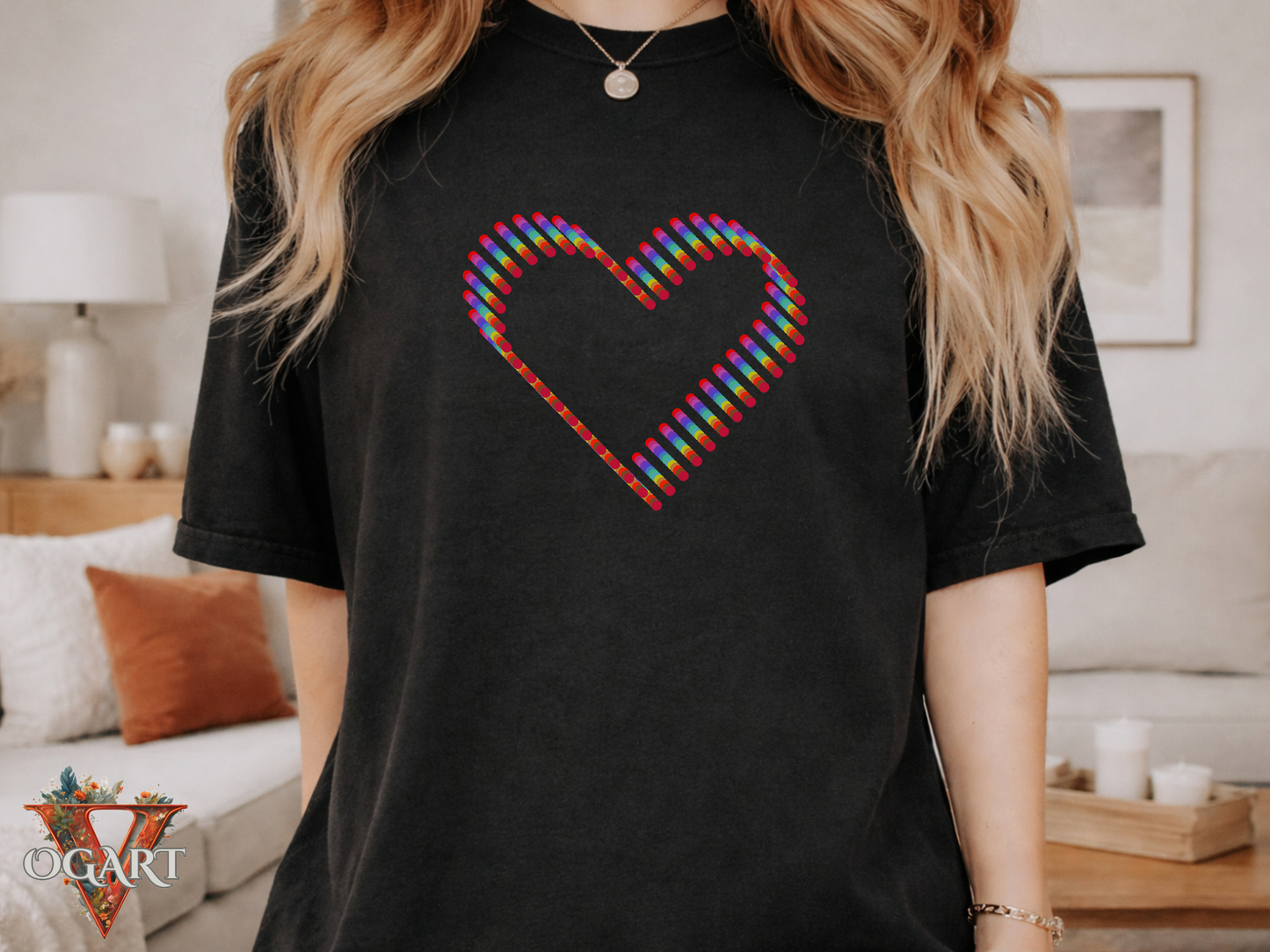 Rainbow Heart Graphic T-Shirt: Minimalist Pride Cotton Tee