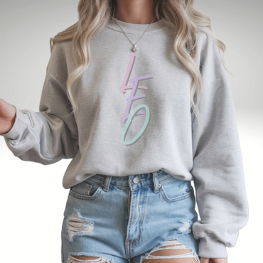 Leo Zodiac Pastel Lettering Sweatshirt – Cozy Astrology-Inspired