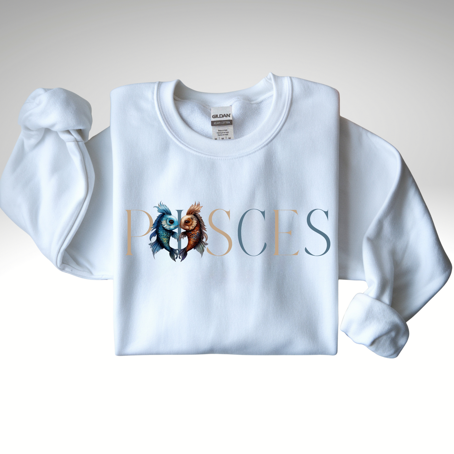 Pisces Zodiac Sweatshirt – Classic Blue & Beige Crewneck