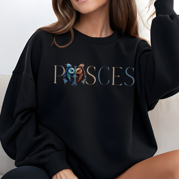 Pisces Zodiac Sweatshirt – Classic Blue & Beige Crewneck