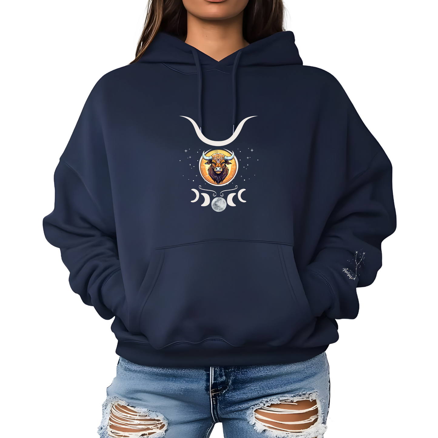 Taurus Zodiac Hoodie - Front And Left Sleeve Design - Soft & Warm - Vogart 