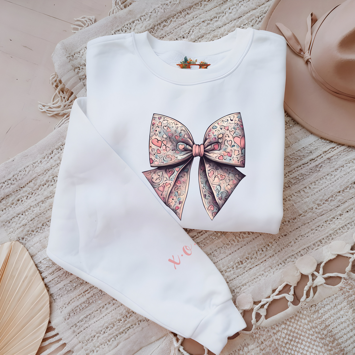 Heart Ribbon Bow X.O.X.O Valentine’s Sweatshirt - Charming and Unique