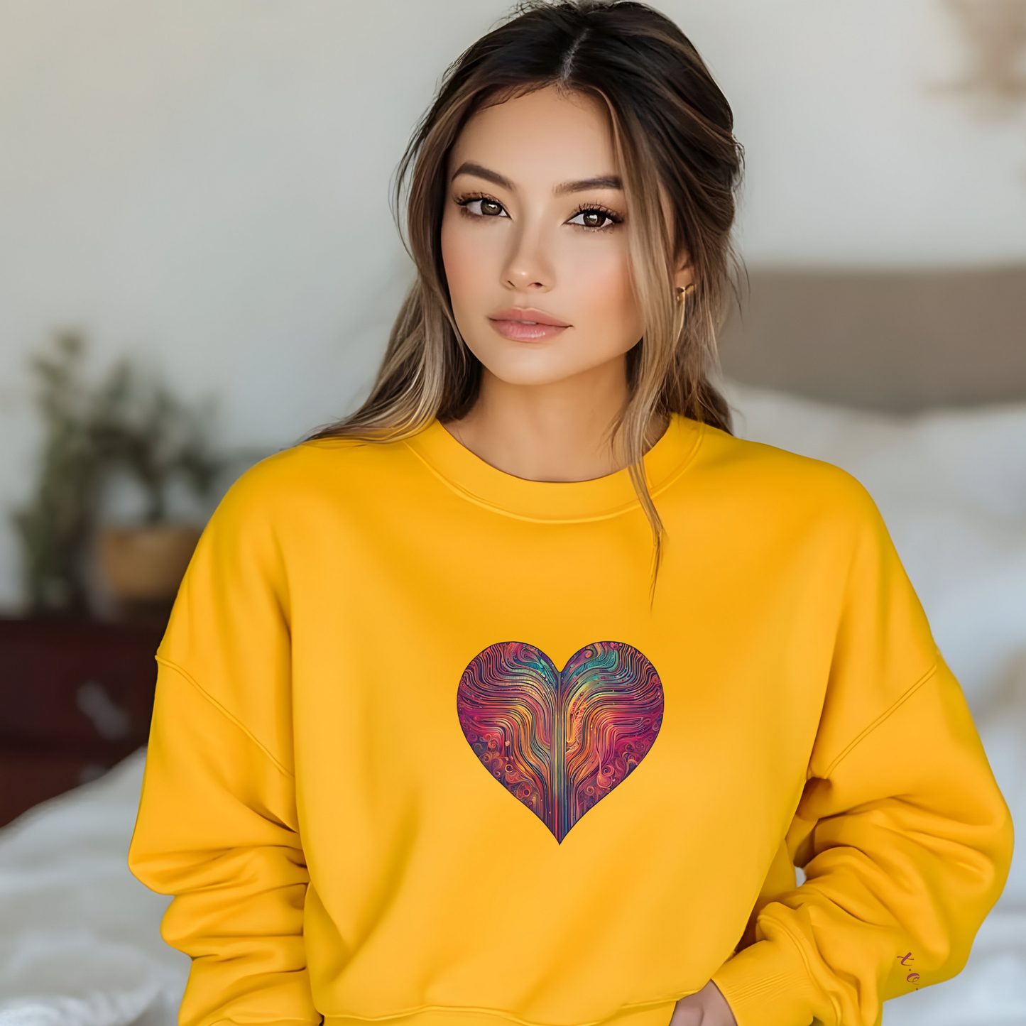 Multicolored Heart Sweatshirt With X.O.X.O Sleeve - Classic Fit