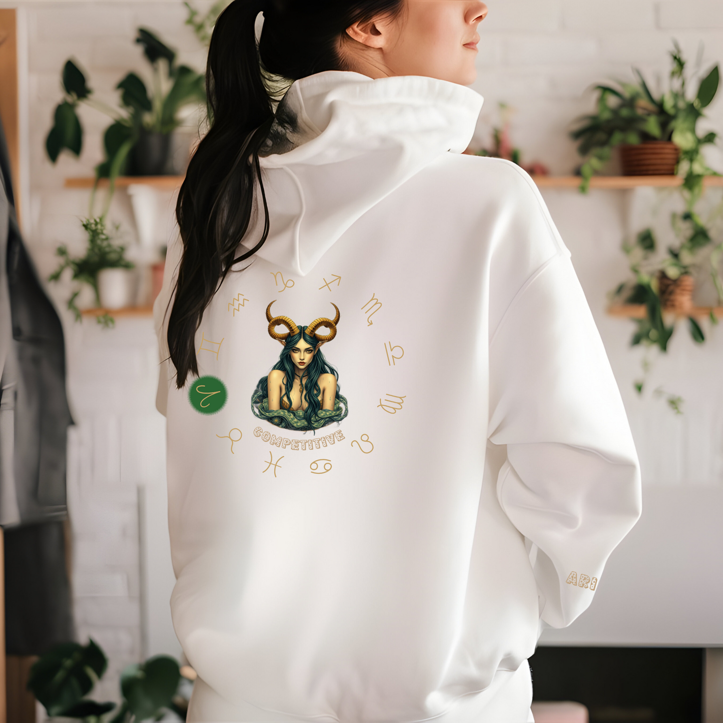 Aries Zodiac Hoodie Back And Sleeves Design - Cozy and Warm Cotton