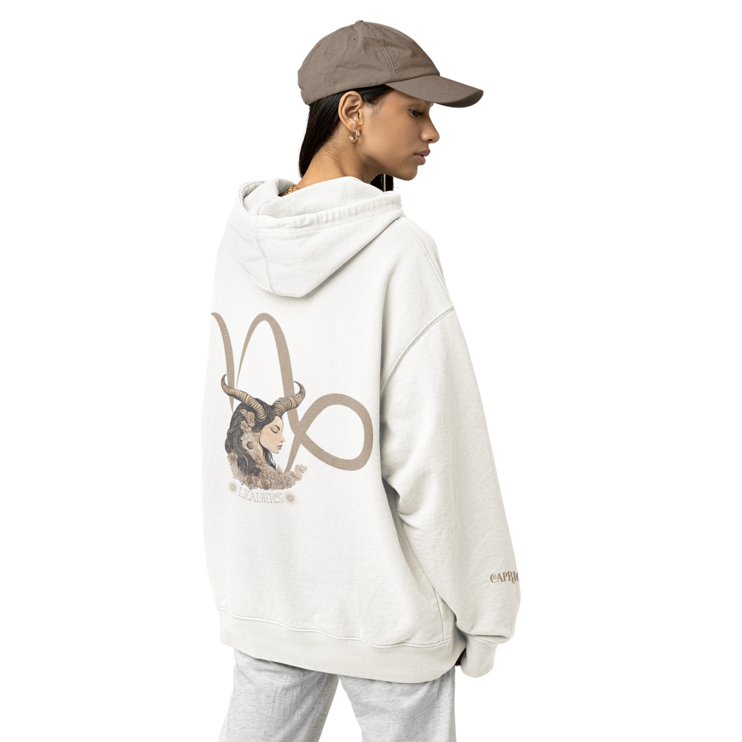 Capricorn Leaders Zodiac Hoodie Back And Sleeves Design - Cozy and Warm Cotton